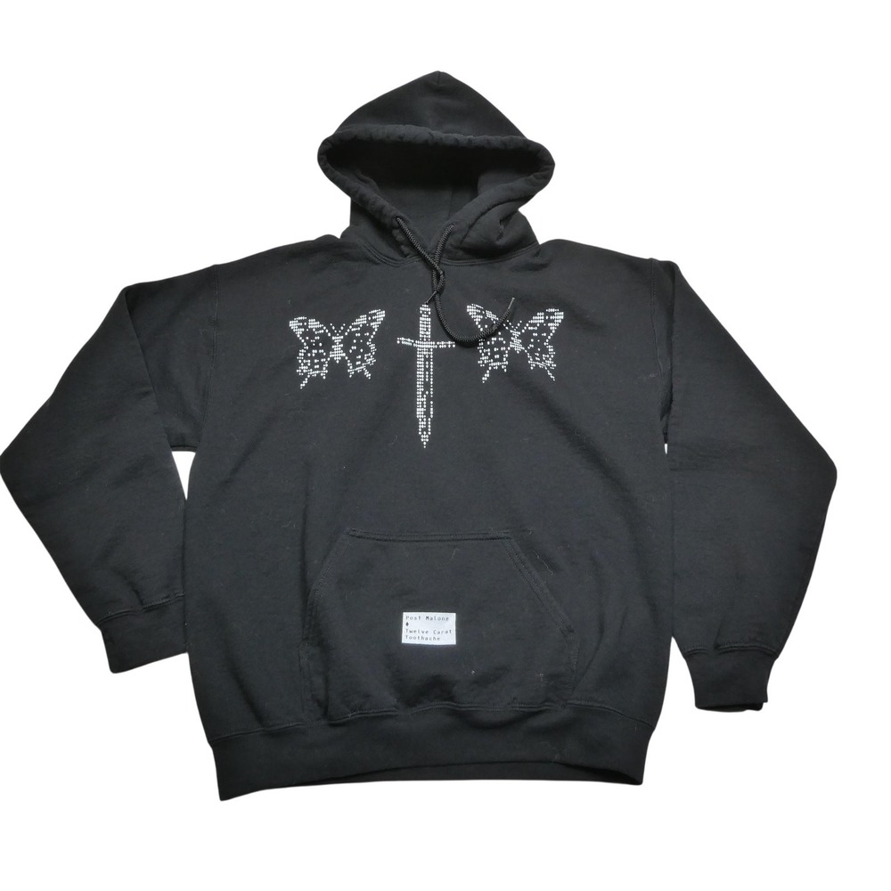 Post Malone Hoodie Sweatshirt Womens Medium Black Twelve Carat Toothache Graphic